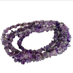 Natural Amethyst Purple Gemstone Necklace 32” long (D1)